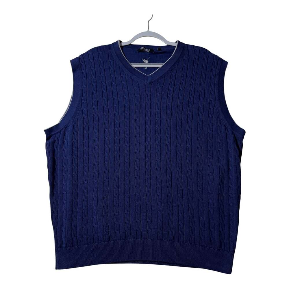 Cypress Links Sportswear Navy Blue Cable Knit V-Neck Sweater Vest